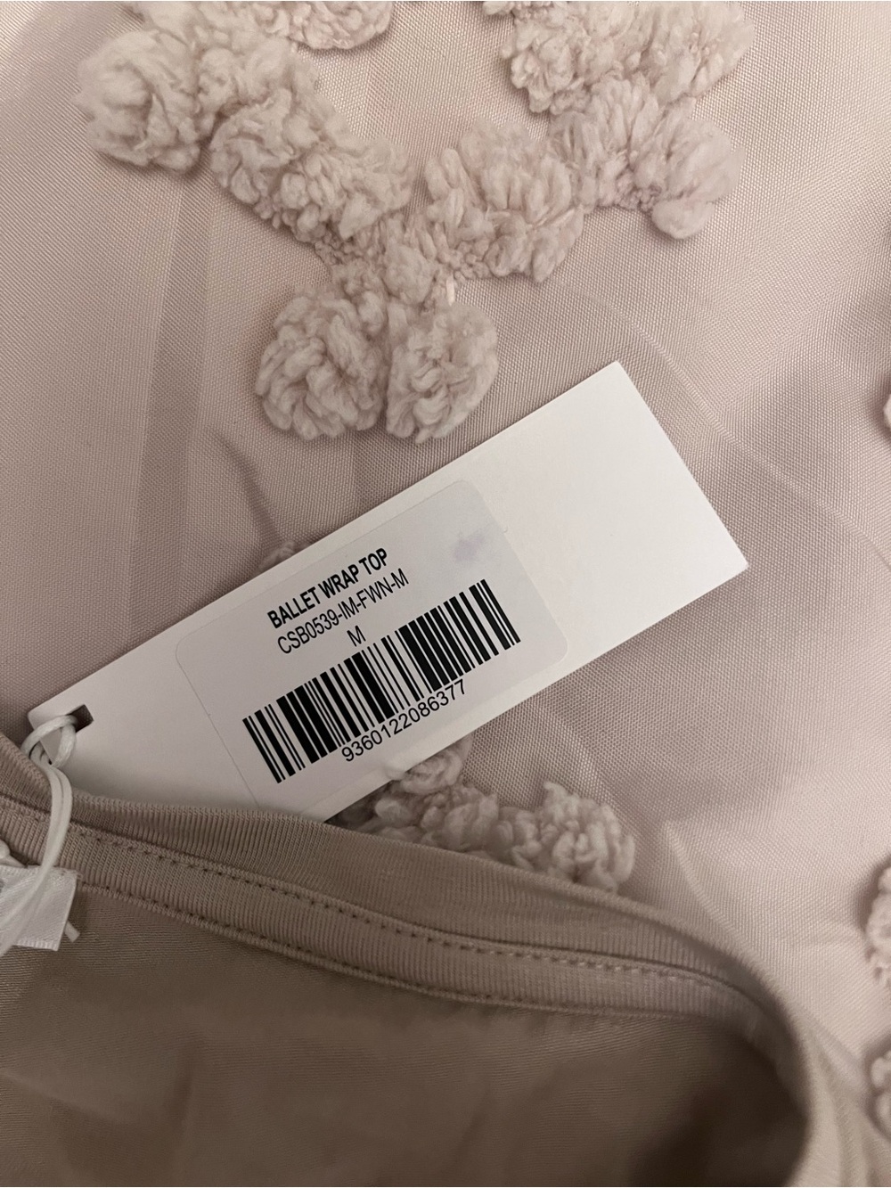 Women's Cream Long Sleeve Wrap Crop Top - Picture 5 of 5
